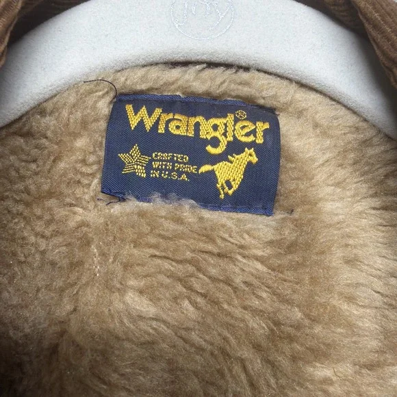 Wrangler Denim Sherpa Lined Western Trucker Jacket Corduroy Collar‎ Men's Medium - Picture 3 of 10